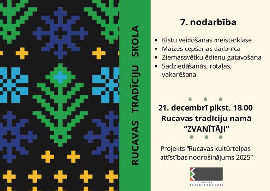 21. dec. Tradīciju skolas nodarbība Ziemas saulgriežu zīmē Rucavā
