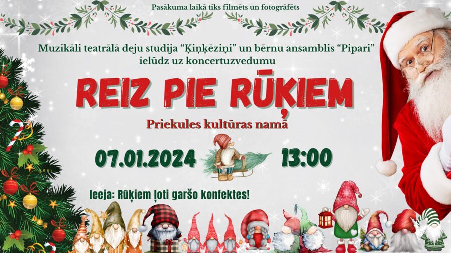 7. janvārī koncertuzvedums "Reiz pie rūķiem" Priekulē