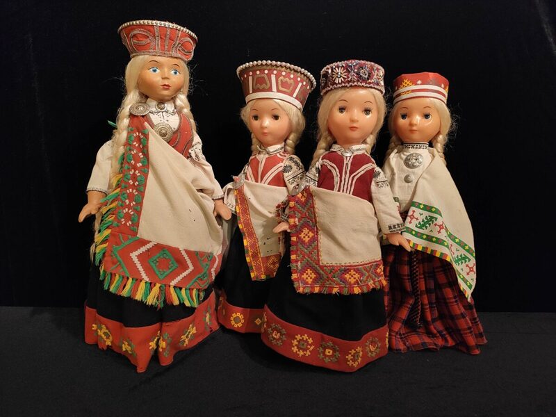 A collection of Soviet-era dolls