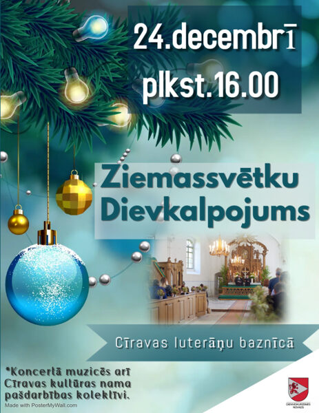 24. decembrī Ziemassvētku dievkalpojums Cīravas baznīcā