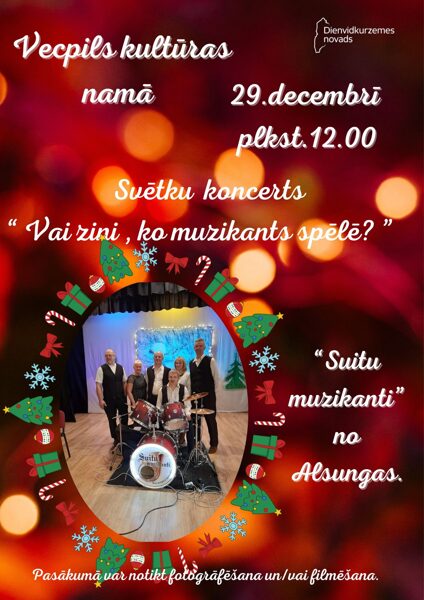 29. decembrī svētku koncerts "Vai zini, ko muzikants spēlē?" Vecpilī